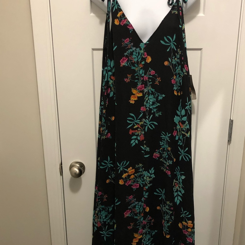 Eva Mendes Maxi Floral Black Dress